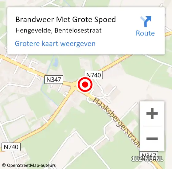 Locatie op kaart van de 112 melding: Brandweer Met Grote Spoed Naar Hengevelde, Bentelosestraat op 6 januari 2015 09:33