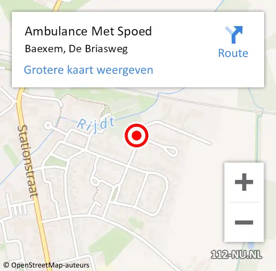 Locatie op kaart van de 112 melding: Ambulance Met Spoed Naar Baexem, De Briasweg op 6 januari 2015 09:53