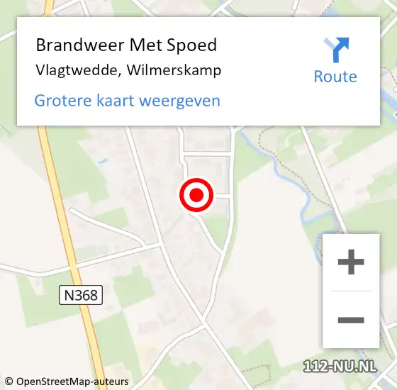 Locatie op kaart van de 112 melding: Brandweer Met Spoed Naar Vlagtwedde, Wilmerskamp op 6 januari 2015 10:02