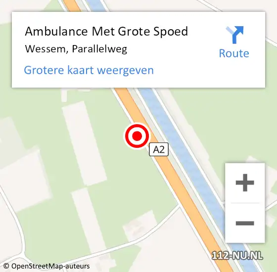 Locatie op kaart van de 112 melding: Ambulance Met Grote Spoed Naar Wessem, Parallelweg op 6 januari 2015 10:24