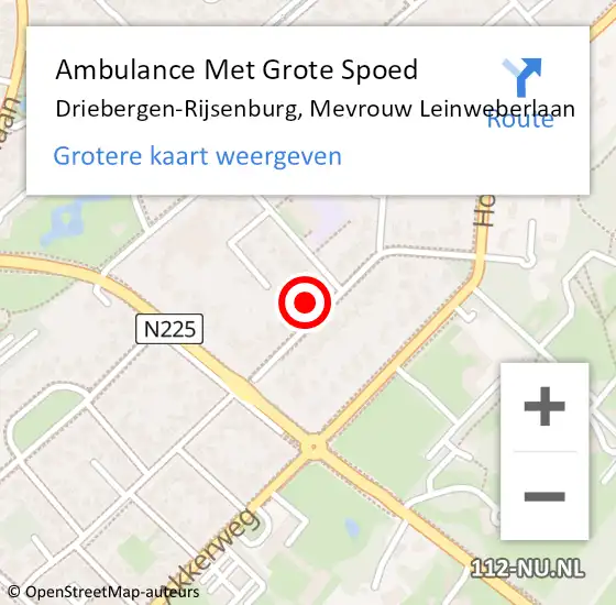 Locatie op kaart van de 112 melding: Ambulance Met Grote Spoed Naar Driebergen-Rijsenburg, Mevrouw Leinweberlaan op 6 januari 2015 10:30