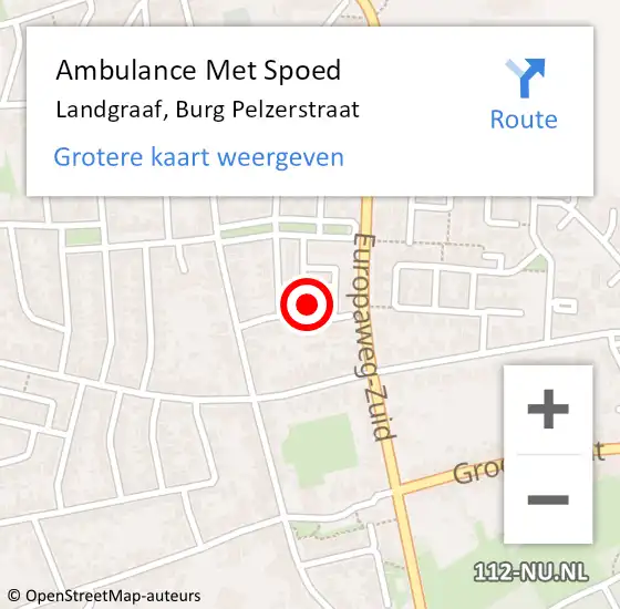 Locatie op kaart van de 112 melding: Ambulance Met Spoed Naar Landgraaf, Burg Pelzerstraat op 6 januari 2015 10:35