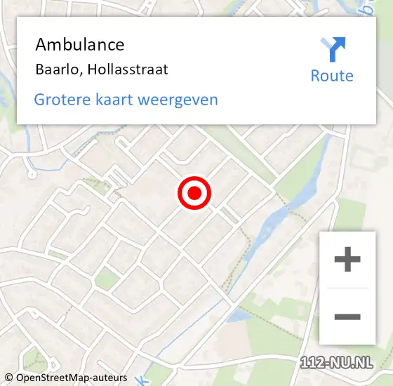 Locatie op kaart van de 112 melding: Ambulance Baarlo, Hollasstraat op 6 januari 2015 13:43