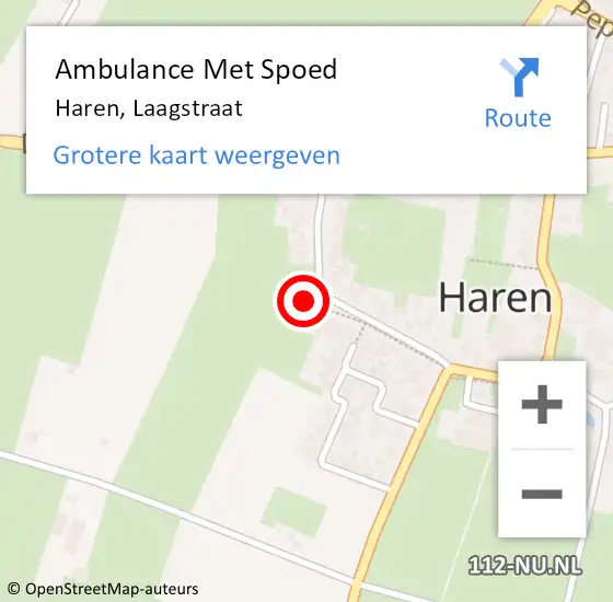 Locatie op kaart van de 112 melding: Ambulance Met Spoed Naar Haren, Laagstraat op 6 januari 2015 13:45