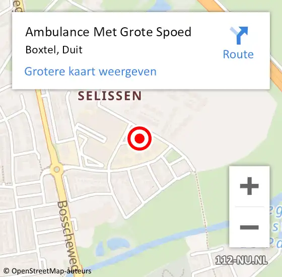 Locatie op kaart van de 112 melding: Ambulance Met Grote Spoed Naar Boxtel, Duit op 10 september 2013 19:56