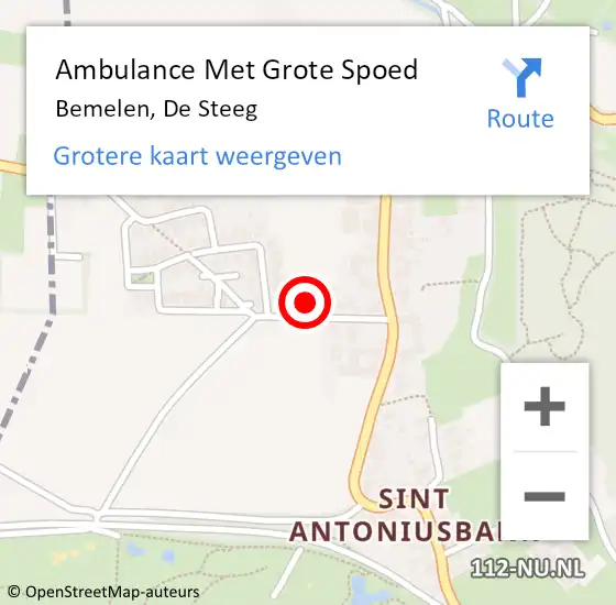 Locatie op kaart van de 112 melding: Ambulance Met Grote Spoed Naar Bemelen, De Steeg op 6 januari 2015 14:08