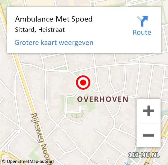 Locatie op kaart van de 112 melding: Ambulance Met Spoed Naar Sittard, Heistraat op 6 januari 2015 14:24