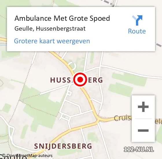 Locatie op kaart van de 112 melding: Ambulance Met Grote Spoed Naar Geulle, Hussenbergstraat op 6 januari 2015 14:43