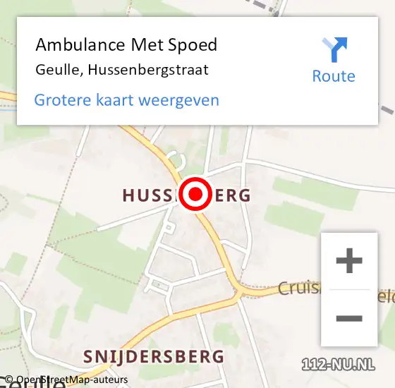 Locatie op kaart van de 112 melding: Ambulance Met Spoed Naar Geulle, Hussenbergstraat op 6 januari 2015 14:49