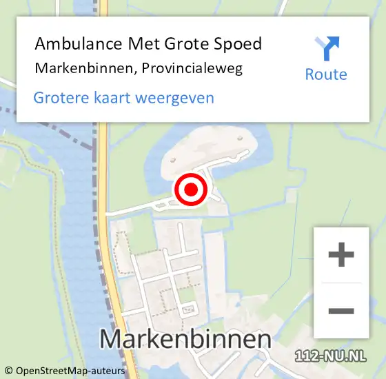 Locatie op kaart van de 112 melding: Ambulance Met Grote Spoed Naar Markenbinnen, Provincialeweg op 6 januari 2015 14:50