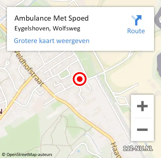Locatie op kaart van de 112 melding: Ambulance Met Spoed Naar Eygelshoven, Wolfsweg op 6 januari 2015 15:10