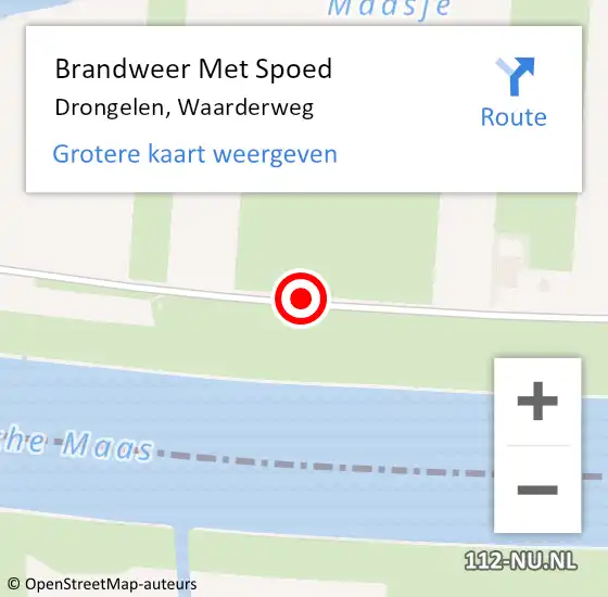 Locatie op kaart van de 112 melding: Brandweer Met Spoed Naar Drongelen, Waarderweg op 6 januari 2015 15:20