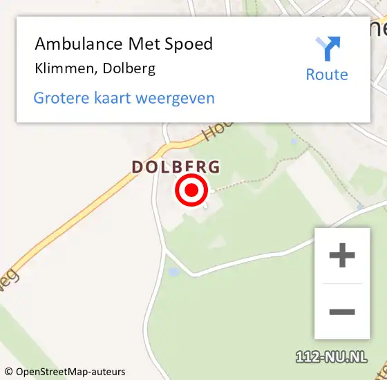 Locatie op kaart van de 112 melding: Ambulance Met Spoed Naar Klimmen, Dolberg op 6 januari 2015 15:38
