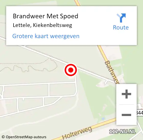 Locatie op kaart van de 112 melding: Brandweer Met Spoed Naar Lettele, Kiekenbeltsweg op 6 januari 2015 15:39