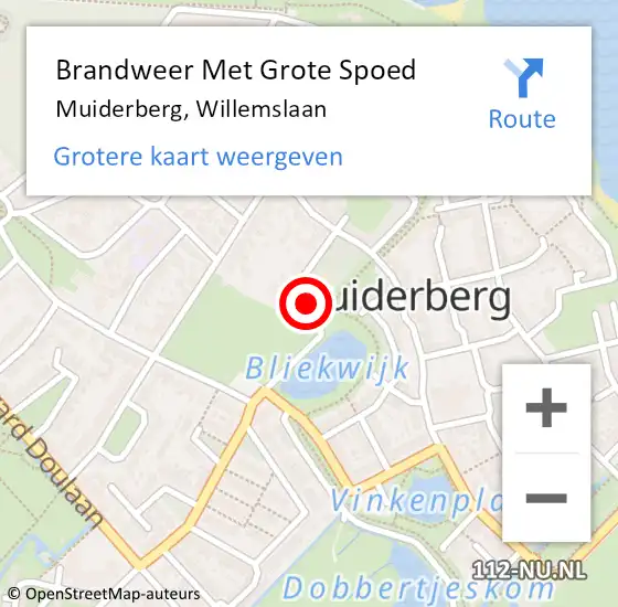 Locatie op kaart van de 112 melding: Brandweer Met Grote Spoed Naar Muiderberg, Willemslaan op 6 januari 2015 15:51