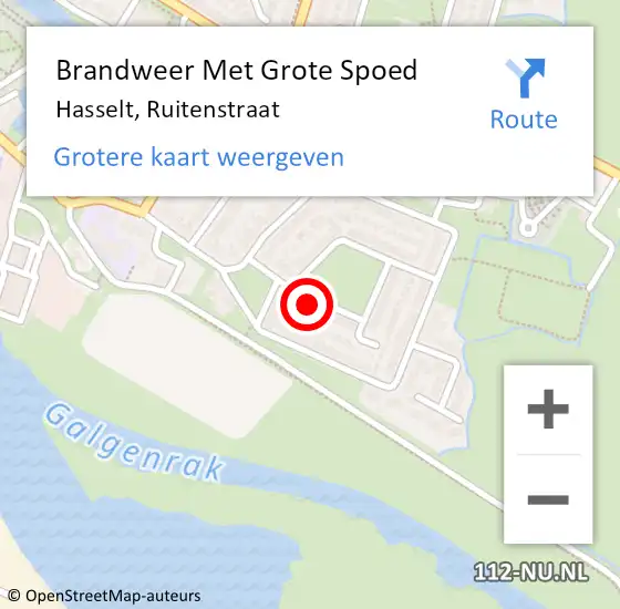 Locatie op kaart van de 112 melding: Brandweer Met Grote Spoed Naar Hasselt, Ruitenstraat op 6 januari 2015 16:12