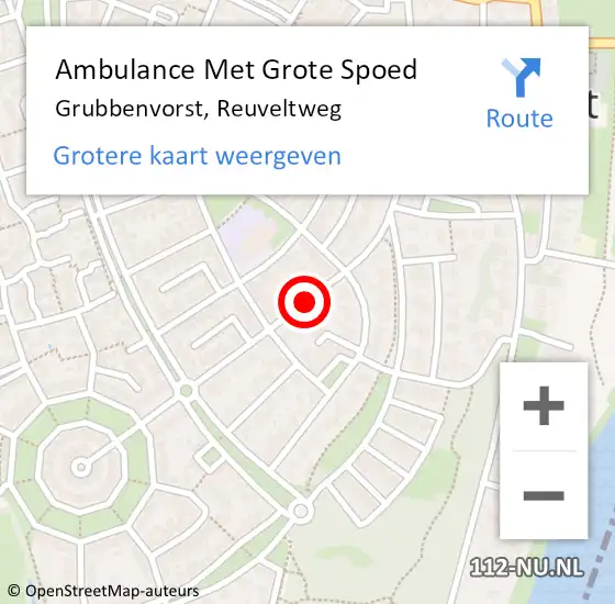 Locatie op kaart van de 112 melding: Ambulance Met Grote Spoed Naar Grubbenvorst, Reuveltweg op 6 januari 2015 17:00