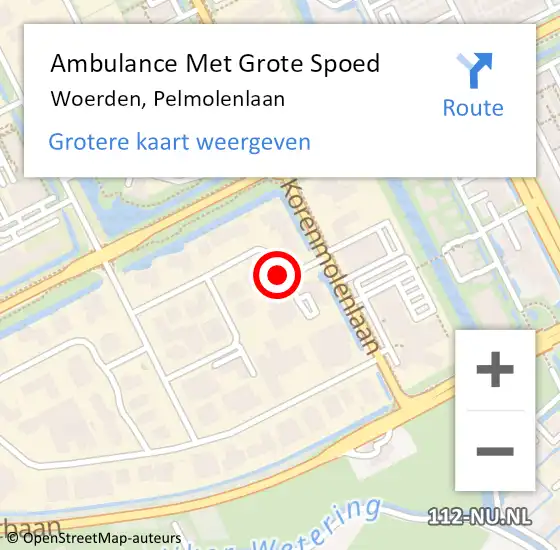 Locatie op kaart van de 112 melding: Ambulance Met Grote Spoed Naar Woerden, Pelmolenlaan op 6 januari 2015 17:28