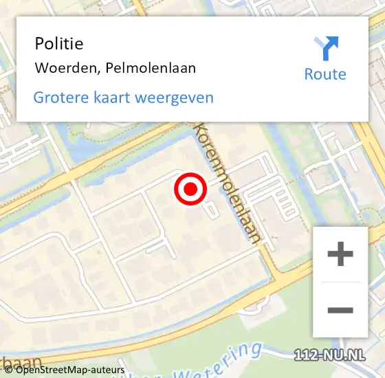 Locatie op kaart van de 112 melding: Politie Woerden, Pelmolenlaan op 6 januari 2015 17:31