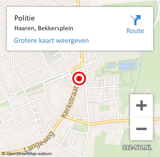 Locatie op kaart van de 112 melding: Politie Haaren, Bekkersplein op 6 januari 2015 17:36