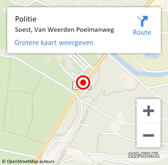 Locatie op kaart van de 112 melding: Politie Soest, Van Weerden Poelmanweg op 26 oktober 2013 20:47