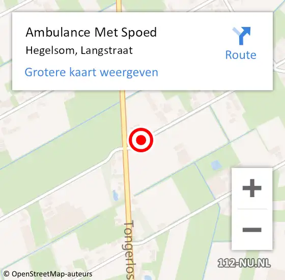 Locatie op kaart van de 112 melding: Ambulance Met Spoed Naar Hegelsom, Langstraat op 6 januari 2015 18:49