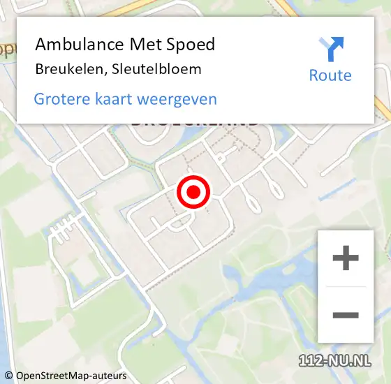 Locatie op kaart van de 112 melding: Ambulance Met Spoed Naar Breukelen, Sleutelbloem op 26 oktober 2013 20:53