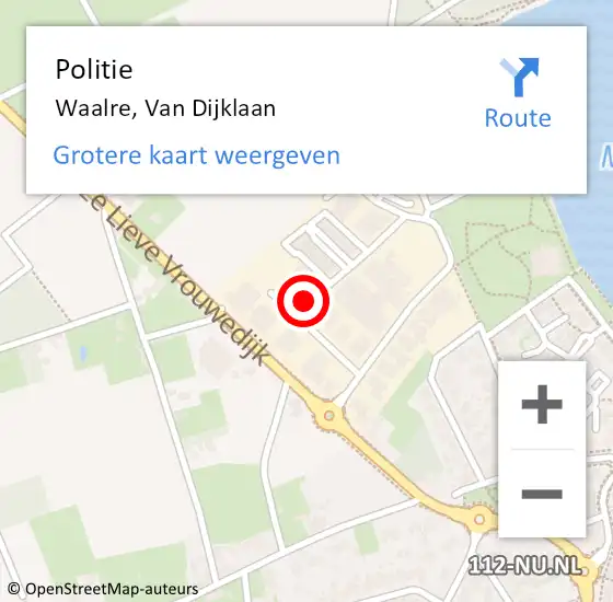 Locatie op kaart van de 112 melding: Politie Waalre, Van Dijklaan op 6 januari 2015 19:41