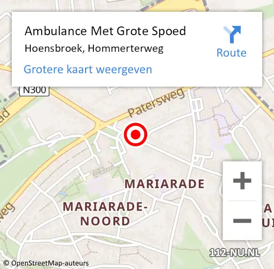 Locatie op kaart van de 112 melding: Ambulance Met Grote Spoed Naar Hoensbroek, Hommerterweg op 6 januari 2015 20:23