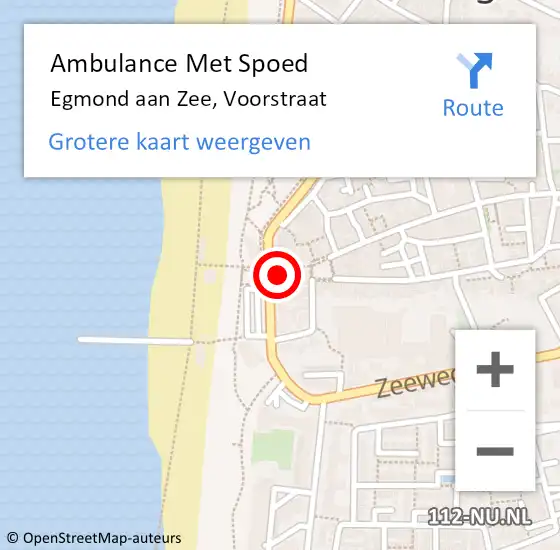 Locatie op kaart van de 112 melding: Ambulance Met Spoed Naar Egmond aan Zee, Voorstraat op 26 oktober 2013 21:00