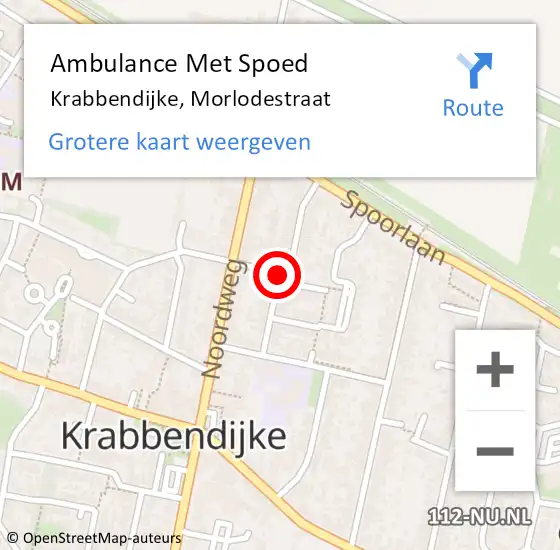 Locatie op kaart van de 112 melding: Ambulance Met Spoed Naar Krabbendijke, Morlodestraat op 6 januari 2015 20:53