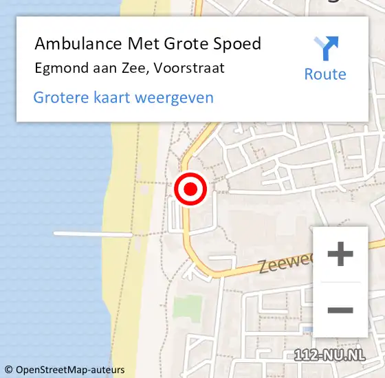 Locatie op kaart van de 112 melding: Ambulance Met Grote Spoed Naar Egmond aan Zee, Voorstraat op 26 oktober 2013 21:03