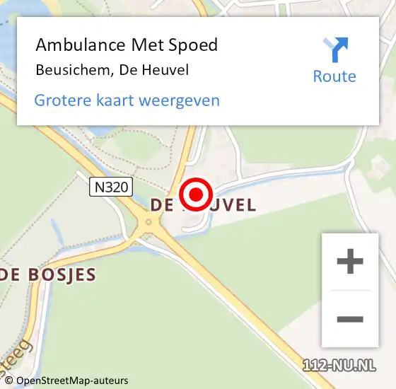 Locatie op kaart van de 112 melding: Ambulance Met Spoed Naar Beusichem, De Heuvel op 6 januari 2015 22:39