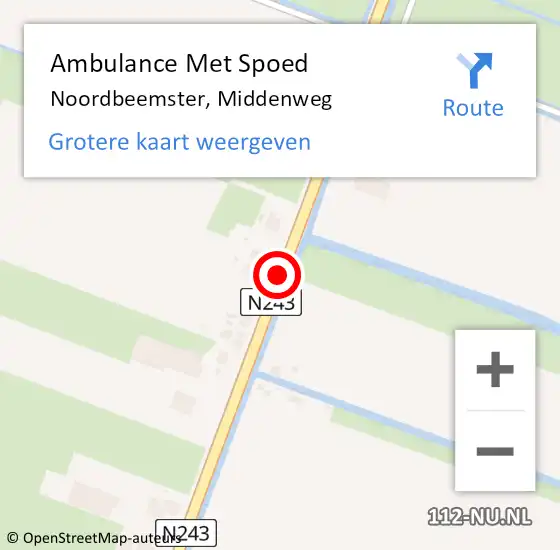 Locatie op kaart van de 112 melding: Ambulance Met Spoed Naar Noordbeemster, Middenweg op 7 januari 2015 01:54