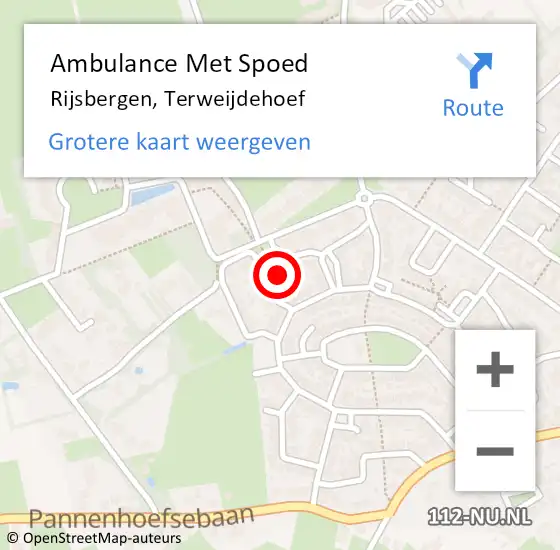 Locatie op kaart van de 112 melding: Ambulance Met Spoed Naar Rijsbergen, Terweijdehoef op 7 januari 2015 02:46