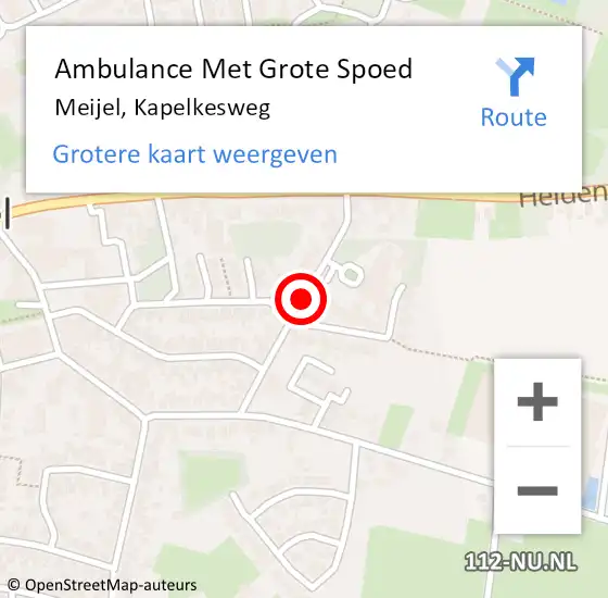 Locatie op kaart van de 112 melding: Ambulance Met Grote Spoed Naar Meijel, Kapelkesweg op 7 januari 2015 04:25