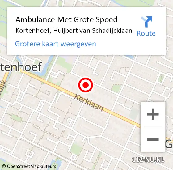 Locatie op kaart van de 112 melding: Ambulance Met Grote Spoed Naar Kortenhoef, Huijbert van Schadijcklaan op 7 januari 2015 05:24