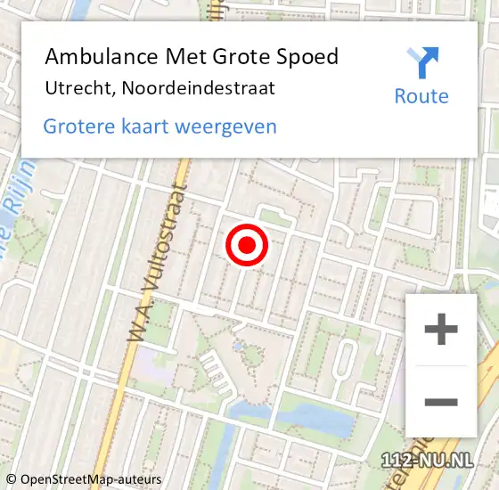 Locatie op kaart van de 112 melding: Ambulance Met Grote Spoed Naar Utrecht, Noordeindestraat op 7 januari 2015 05:30