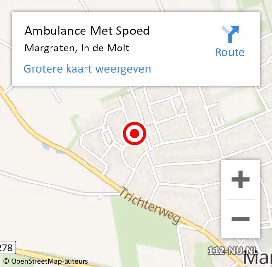 Locatie op kaart van de 112 melding: Ambulance Met Spoed Naar Margraten, In de Molt op 7 januari 2015 07:24