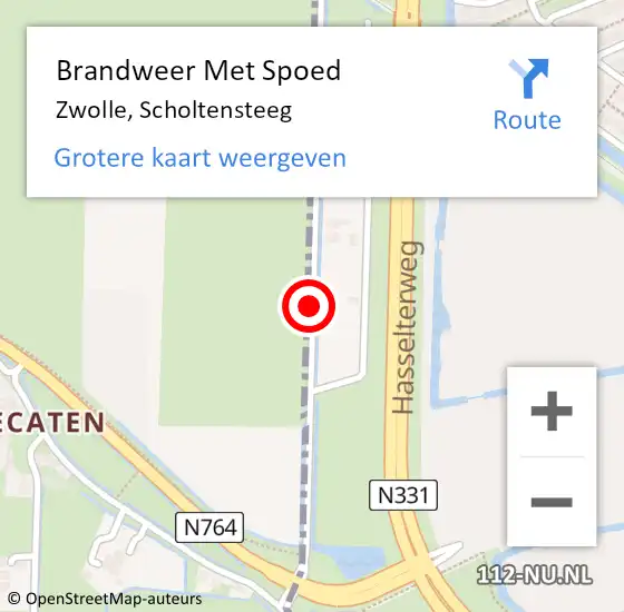 Locatie op kaart van de 112 melding: Brandweer Met Spoed Naar Zwolle, Scholtensteeg op 26 oktober 2013 21:52