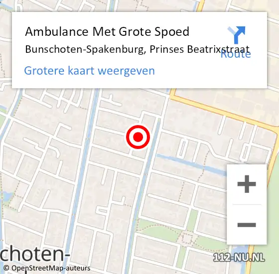 Locatie op kaart van de 112 melding: Ambulance Met Grote Spoed Naar Bunschoten-Spakenburg, Prinses Beatrixstraat op 7 januari 2015 08:28