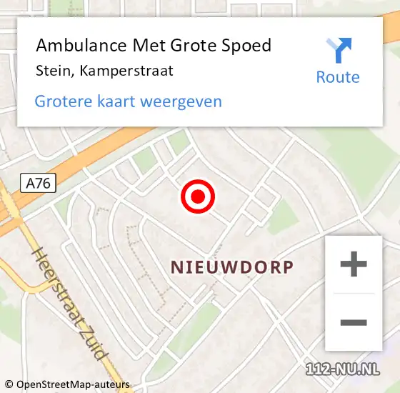 Locatie op kaart van de 112 melding: Ambulance Met Grote Spoed Naar Stein, Kamperstraat op 7 januari 2015 08:44