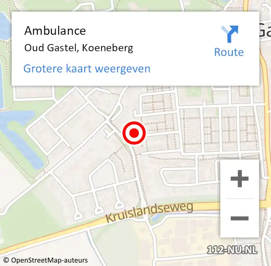 Locatie op kaart van de 112 melding: Ambulance Oud Gastel, Koeneberg op 7 januari 2015 09:04