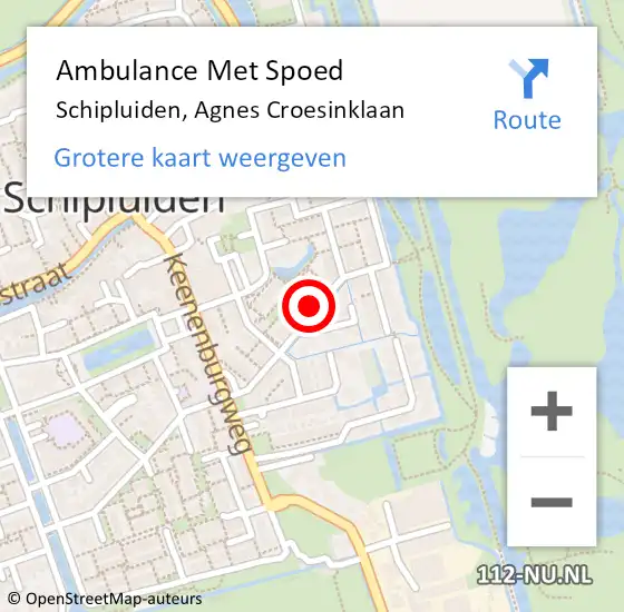 Locatie op kaart van de 112 melding: Ambulance Met Spoed Naar Schipluiden, Agnes Croesinklaan op 7 januari 2015 09:16