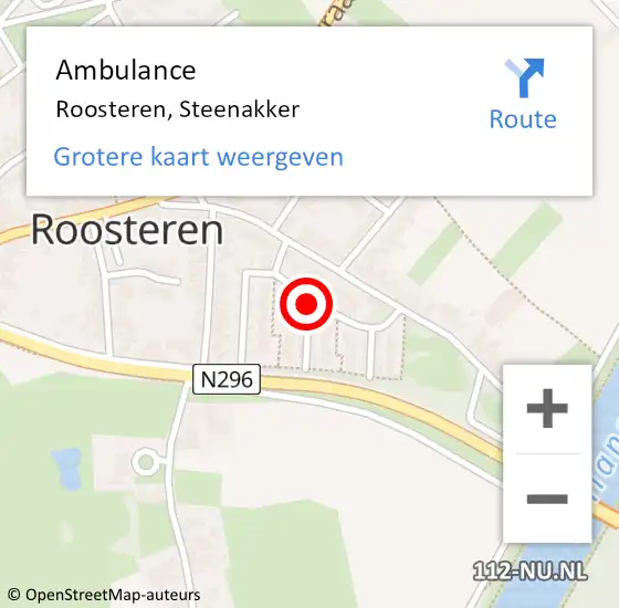 Locatie op kaart van de 112 melding: Ambulance Roosteren, Steenakker op 7 januari 2015 09:20