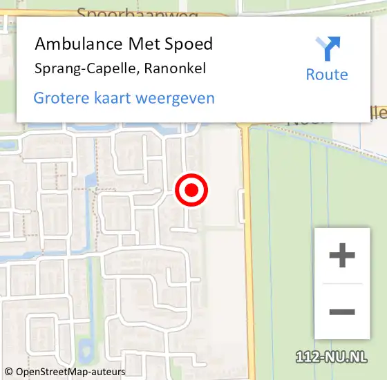 Locatie op kaart van de 112 melding: Ambulance Met Spoed Naar Sprang-Capelle, Ranonkel op 7 januari 2015 09:36