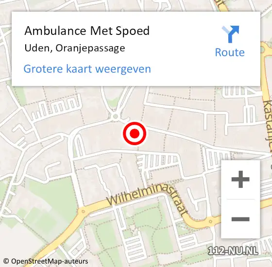 Locatie op kaart van de 112 melding: Ambulance Met Spoed Naar Uden, Oranjepassage op 7 januari 2015 09:40