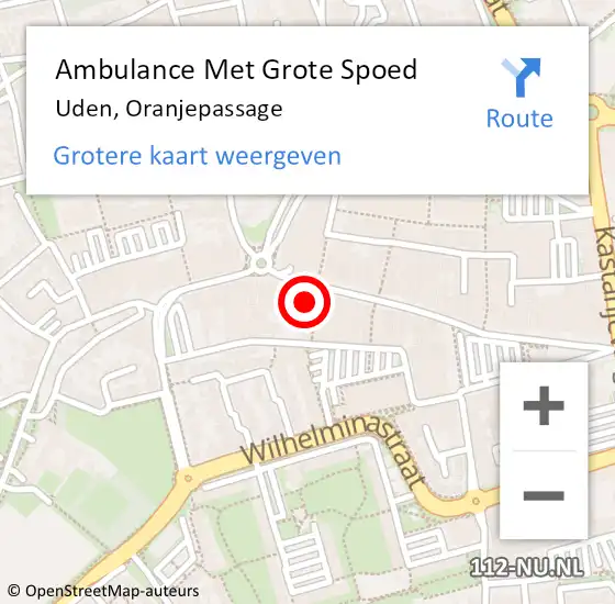 Locatie op kaart van de 112 melding: Ambulance Met Grote Spoed Naar Uden, Oranjepassage op 7 januari 2015 09:42