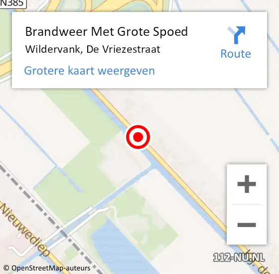 Locatie op kaart van de 112 melding: Brandweer Met Grote Spoed Naar Wildervank, De Vriezestraat op 7 januari 2015 09:46