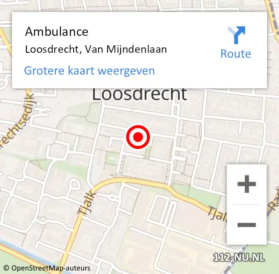 Locatie op kaart van de 112 melding: Ambulance Loosdrecht, Van Mijndenlaan op 7 januari 2015 10:02